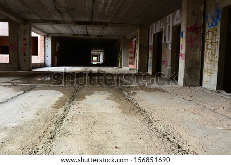 An abandoned building of a hospital complex that was never finished.