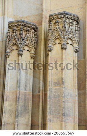 Detail of architecture of a gothic cathedral in Prague.