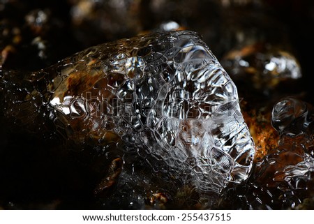 Detail of a thawing ice stalagmite.