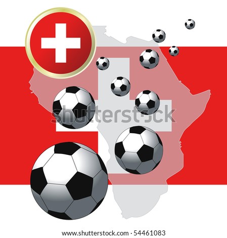 Soccer balls on swiss flag and African continent