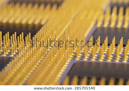 Close-up view of CPUs from contacts side.