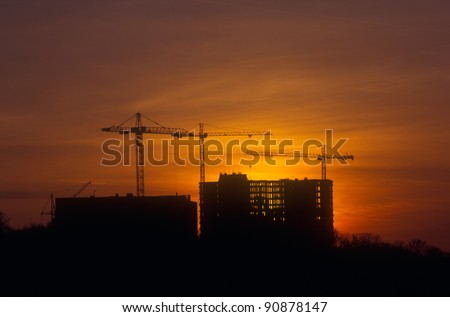 Sunset at the construction site. Please see similar images in my portfolio.