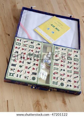 Mahjong desk game - box on a table