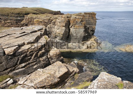 Rocks and cliffs at Orkney islands, Scotland