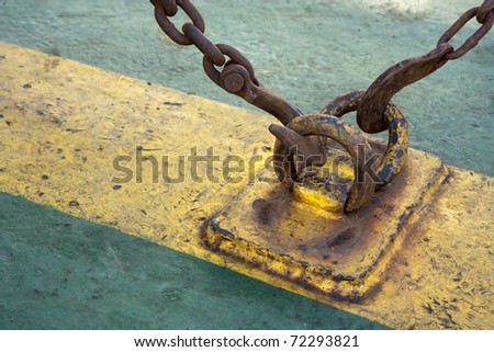 Detail of an anchor fixed using chains and hooks