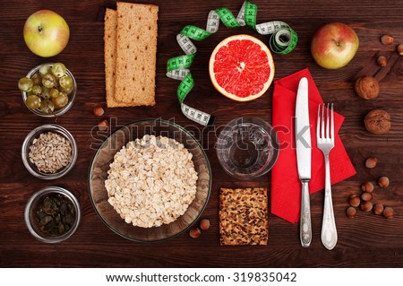 The concept of diet; rapid weight loss; good nutrition; monitor their health and figure; grapefruit diet; low-calorie food; fitness food; breakfast