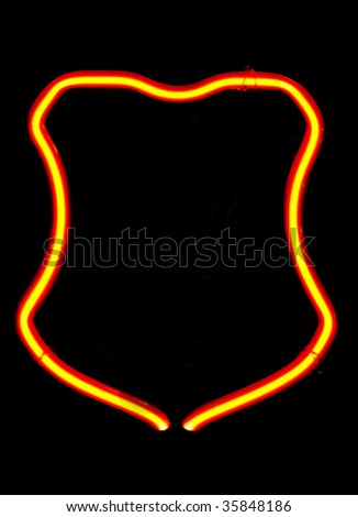 Neon sign shaped like a plaque