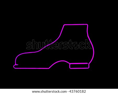Neon sign shaped like a shoe often found at a shoe store or a shoe repair shop