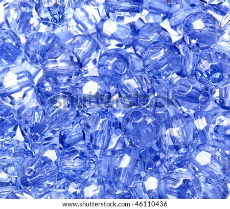 Pile of transparent blue crystal beads