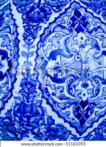 Blue and white pattern from the side of a china vase
