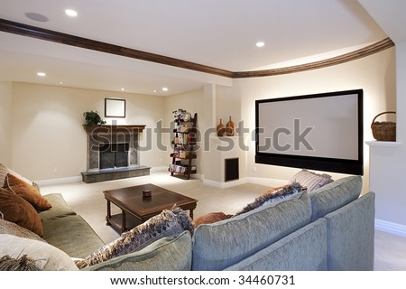 Wide angle of theater room