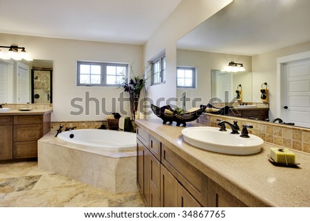 Wide angle view of bathroom