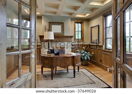 Home Office with Elegant Wood Trim