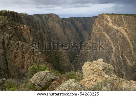 Black Canyon of the Gunnison in Colorado, USA. Focus on canyon