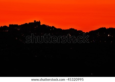 silhouette of a medieval town in Italy