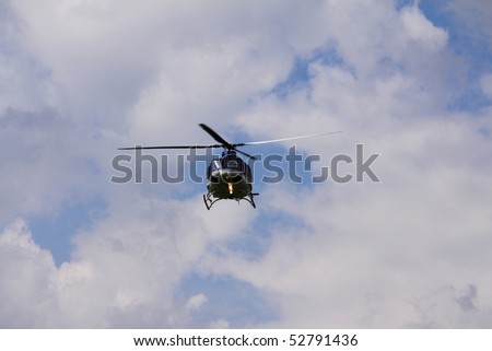 Police helicopter flight to the action