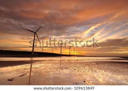 fantastic clouds at a wind-power station