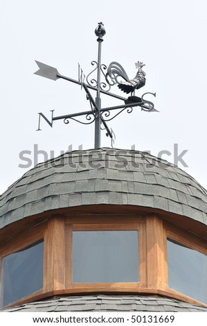 an wind-direction instrument set on the roof
