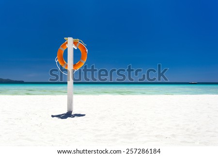 Lifebuoy ring on tropical beach, Boracay
