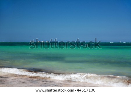 Caribbean ocean with boat