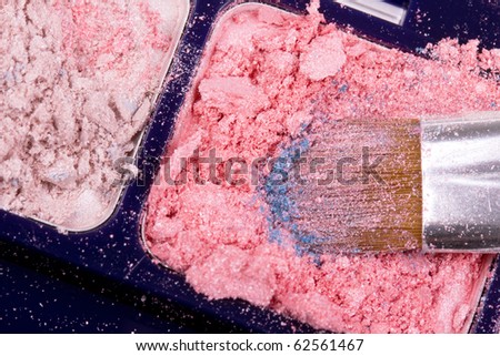 Professional brush on crushed eyeshadows in palette,closed-up
