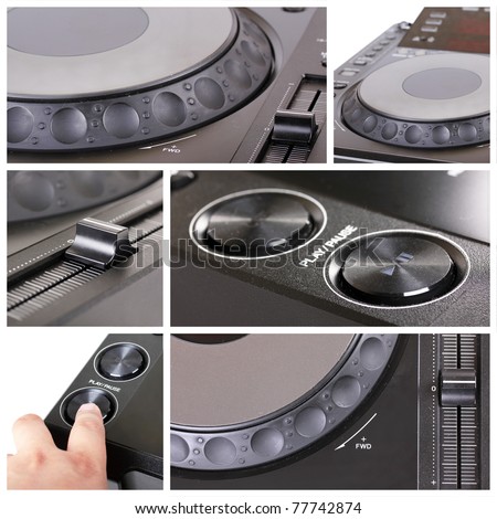 Collage with parts of dj cd player