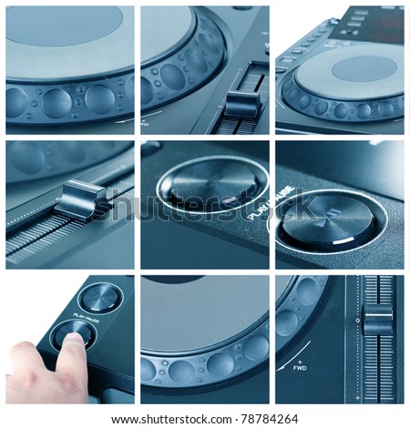 Collage with parts of dj cd player