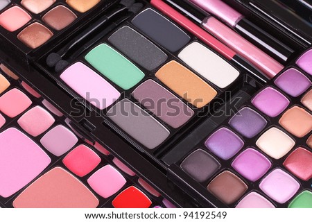 Professional  make-up eye shadows set, closeup