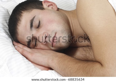 person sleeping man closeup