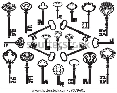 stock vector : Collection of antique keys