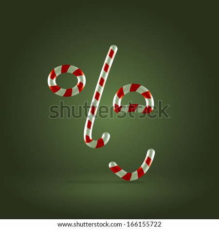 Excited emotion face made with candy cane and percent sign
