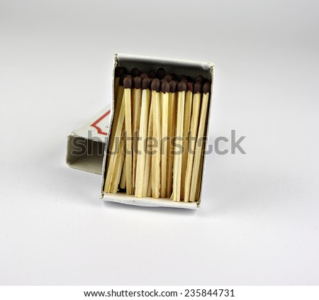 Open matchbox with wooden match sticks.
