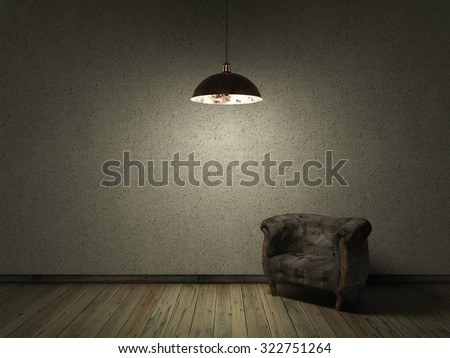 old dark room  with rustic lamp-interior background halloween