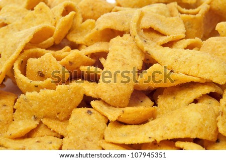 closeup of a pile of appetizing corn chips