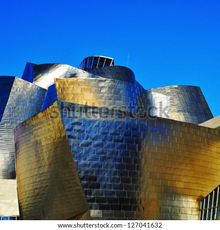 Bilbao, Spain - November 13: Guggenheim Museum Bilbao On November 13, 2012 In Bilbao, Spain. The Famous Museum, Coated With Titanium Sheets, Was Designed By Frank Ghery