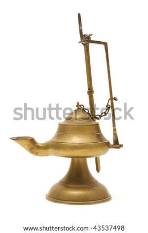 isolated ancient lamp oil on a white background