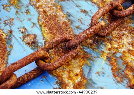 rusty chain over a rusty boat background
