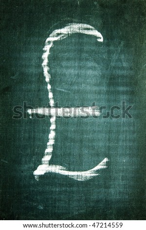 pound sterling sign written with a chalk on a blackboard