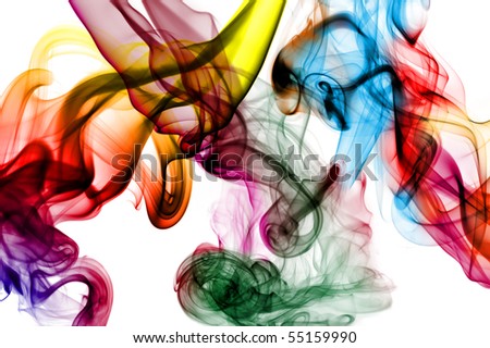 colored smoke isolated on a white background