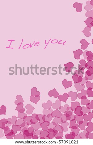 stock photo : Sentence I love you and hearts drawn on a pink background