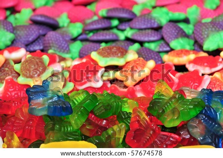 closeup of a pile of candies on a candies store
