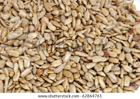 closeup of a pile of salted sunflower seeds