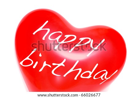 Animated Happy Birthday Balloons. stock photo : happy birthday written in a heart-shaped alloon on a white