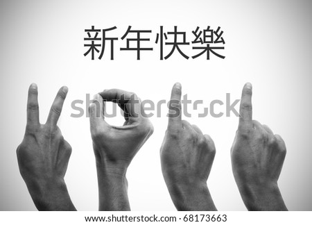 Happy New Year In Chinese. stock photo : happy new year