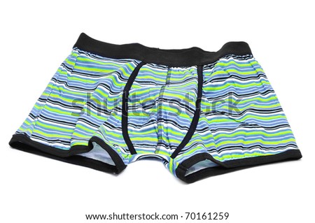 striped men\'s boxer briefs isolated on a white background