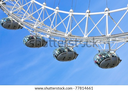 LONDON, UNITED KINGDOM - MAY 6: Detail of London Eye on May 6, 2011 in London, UK. London Eye is the tallest Ferris wheel in Europe at 135 meters