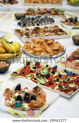 Catering buffet style - different light snack and sandwiches