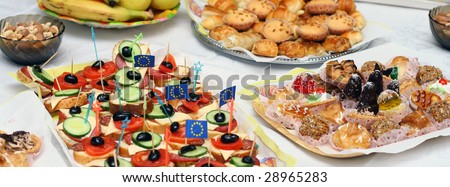 Catering buffet style - different light snack and sandwiches