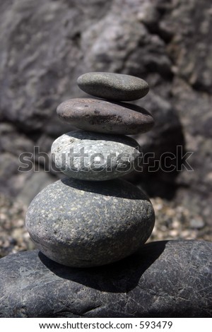 Balance symbolized by stacked rocks