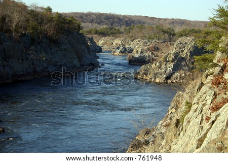 view of the gorge in winter, great falls national park, maryland